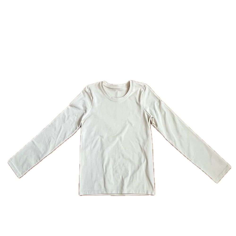 OQQ Ribbed Long Sleeve Compression Shirt Top Ivory Size Large